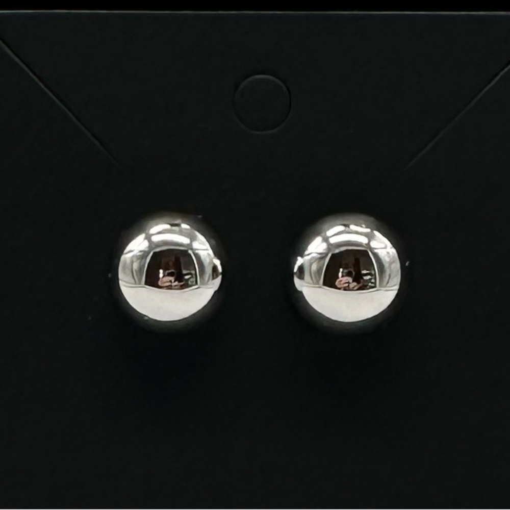 Carla Vintage Stainless Steel Half Ball Stud Earrings Signed Silver Made USA - Picture 2 of 9
